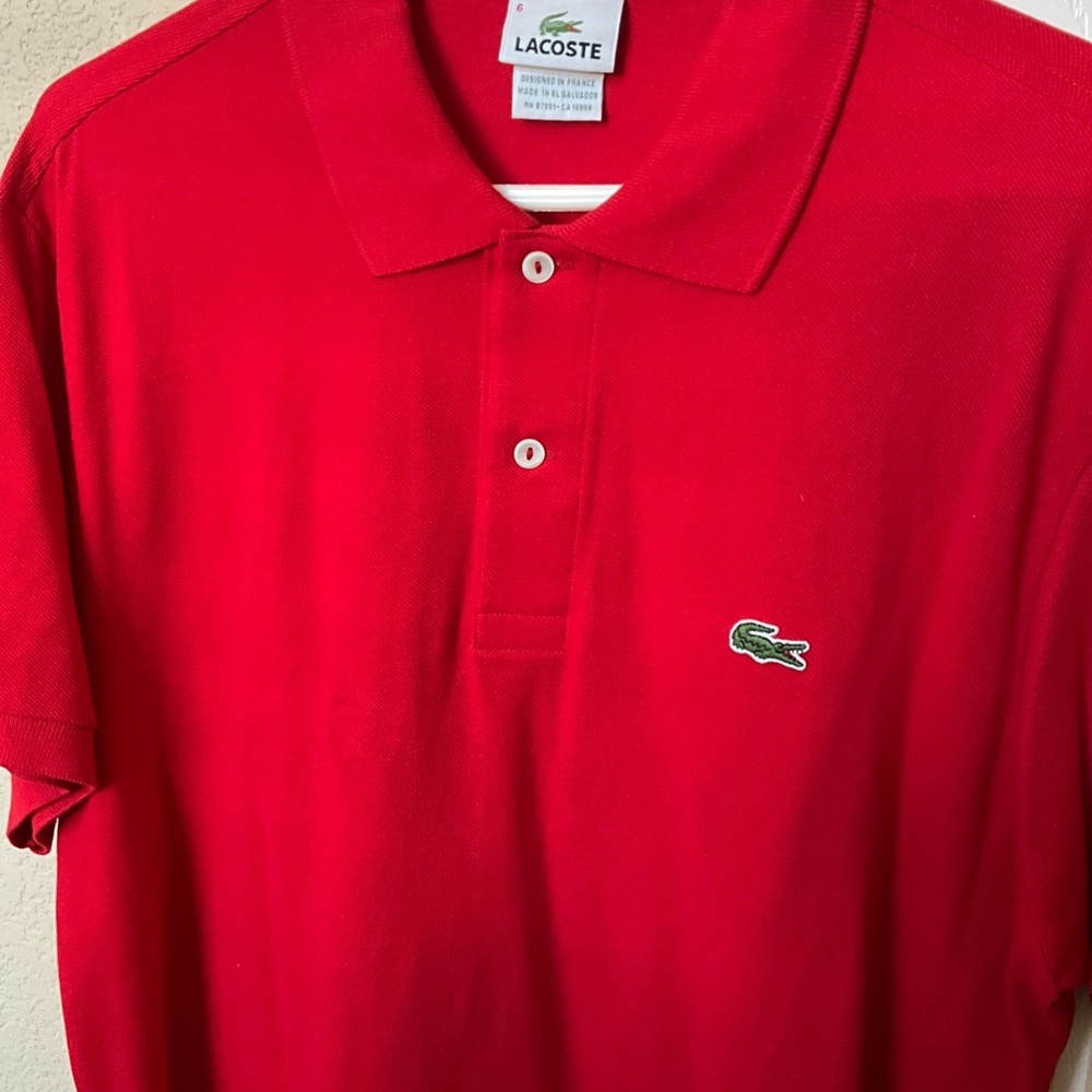Lacoste Men's Vibrant Red Polo Shirt sz 6 L